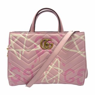 グッチ(Gucci)のグッチ GUCCI ショルダーバッグ ハンドバッグ GGマーモント レザー ピンク レディース 448054 送料無料【中古】 z0959(ショルダーバッグ)