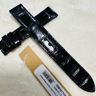 6069#17mm-16mmブラック★本物クロコダイル腕時計用ベルト(レザーベルト)