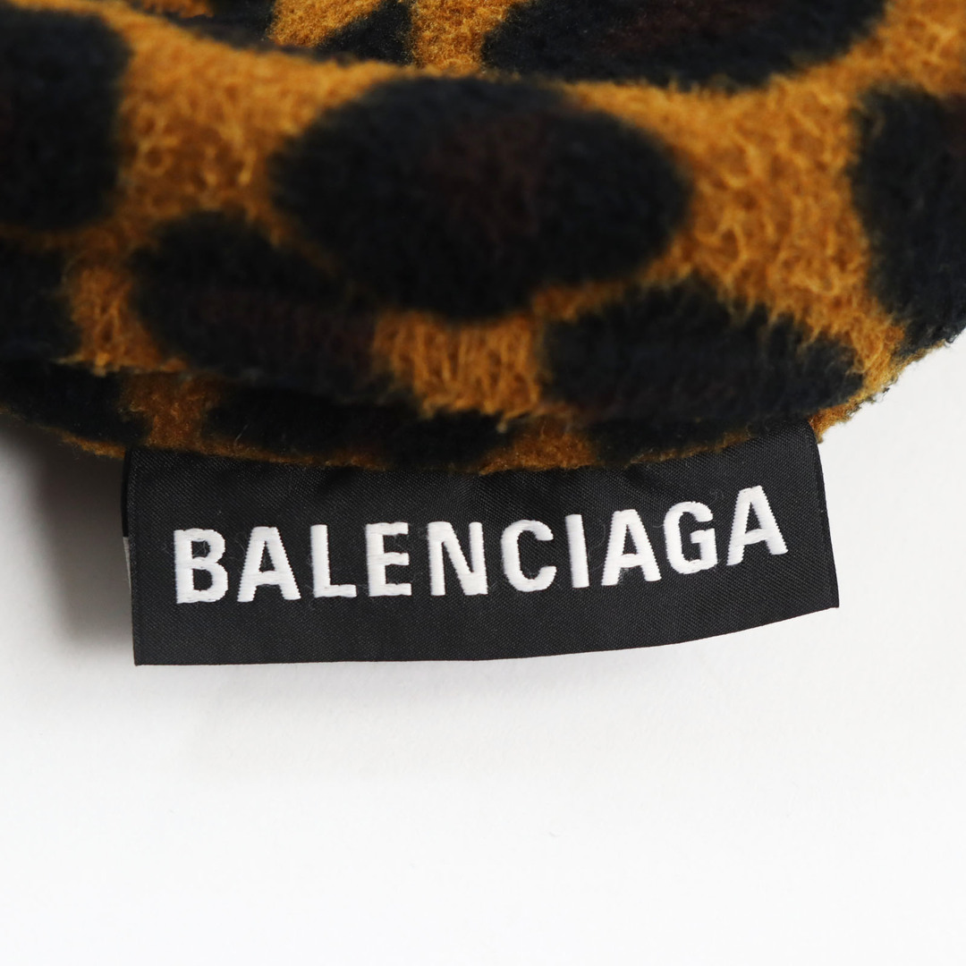 Balenciaga(バレンシアガ)の良品●BALENCIAGA バレンシアガ 18AW 532673 オーバーサイズ レオパード ロゴ刺繍入り ジップアップ フリースジャケット ブラウン S 正規品 メンズ メンズのジャケット/アウター(その他)の商品写真