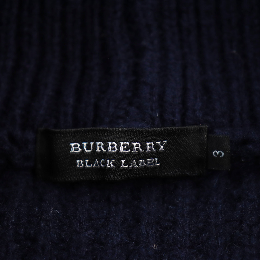 BURBERRY BLACK LABEL(バーバリーブラックレーベル)の極美品●BURBERRY BLACK LABEL バーバリーブラックレーベル ロゴプレート付き ショールカラー ニットダッフルジャケット カーディガン ネイビー 3 正規品 メンズ メンズのトップス(カーディガン)の商品写真