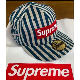 シュプリーム(Supreme)のsupreme キャップ ストライプ ニューエラ  セリーヌ バレンシアガ(キャップ)