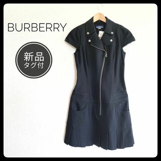 バーバリー(BURBERRY)の【新品タグ付】Burberry Blue label 半袖 ワンピース 黒(ひざ丈ワンピース)