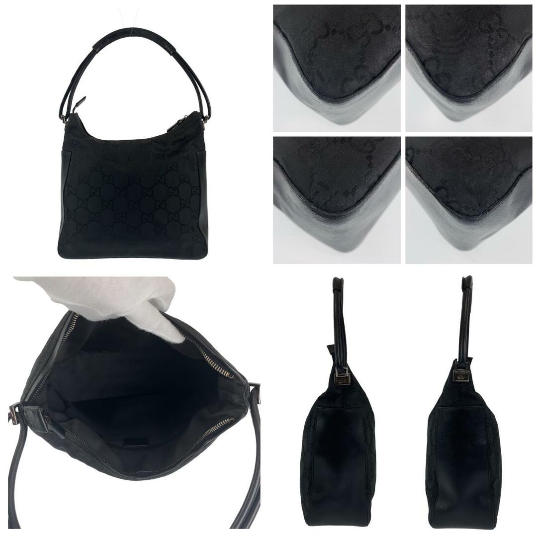 Gucci(グッチ)のGUCCI グッチ ブラック 黒 シルバー金具 GGキャンバス /レザー 0013766 ワンショルダーバッグ 肩掛け レディース 405610 【中古】 レディースのバッグ(ショルダーバッグ)の商品写真