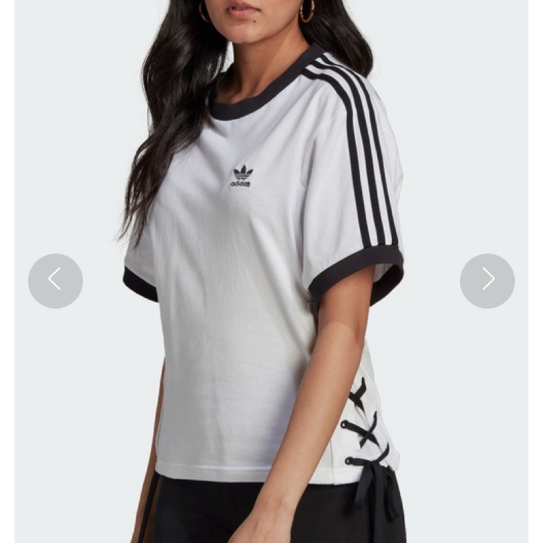 adidas(アディダス)のadidas レースアップTシャツ　Sサイズ レディースのトップス(Tシャツ(半袖/袖なし))の商品写真