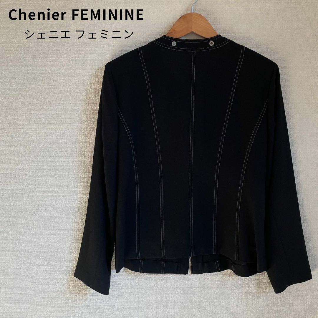 Chenier FEMININE シェニエ ジップアップ ブルゾン 肩パッド レディースのジャケット/アウター(ブルゾン)の商品写真