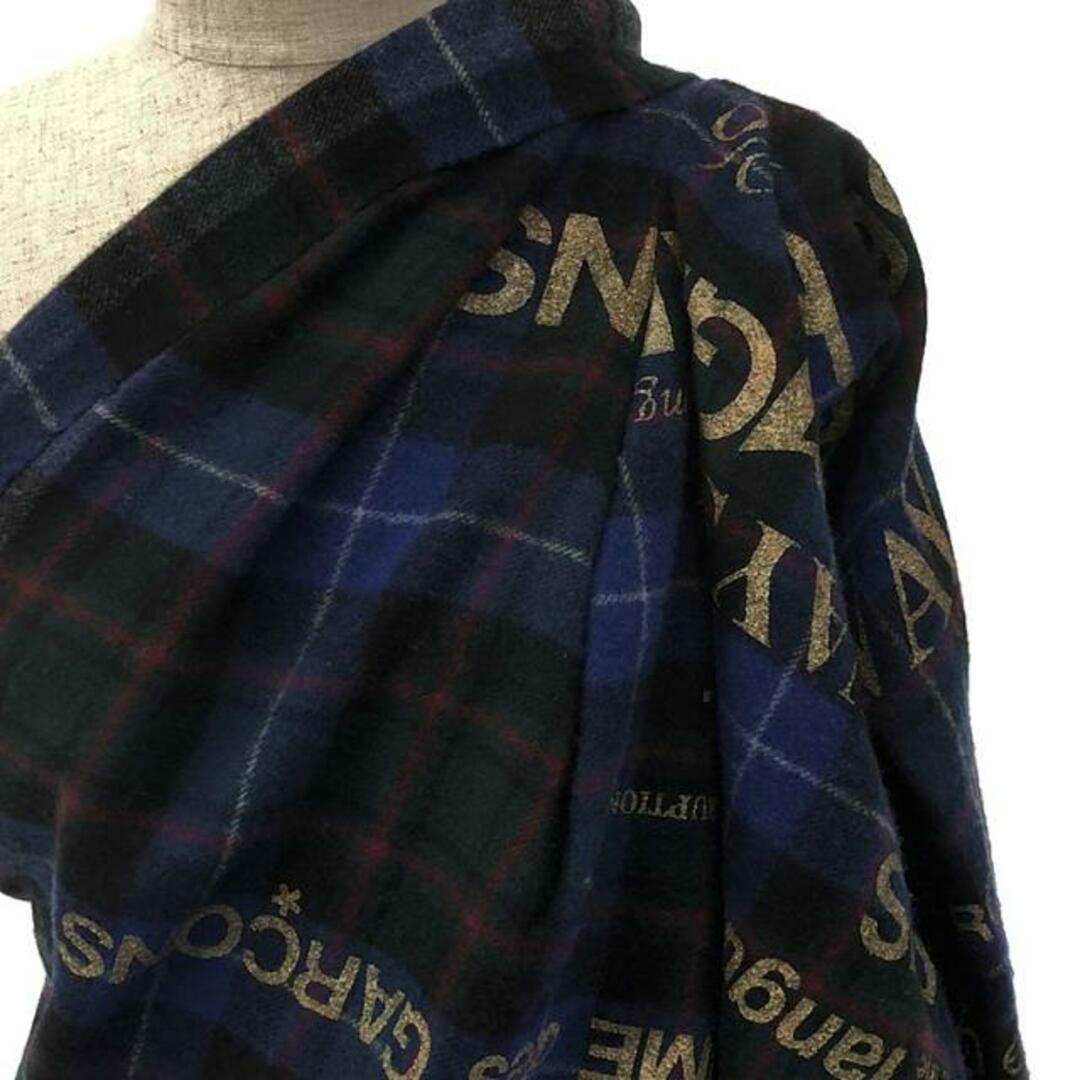 COMME des GARCONS(コムデギャルソン)の【美品】  COMME des GARCONS / コムデギャルソン | 2003AW | Printed Check Half Sleeve Jacket  / ウール アシンメトリー 変形 ジャケット | ブルー | レディース レディースのジャケット/アウター(その他)の商品写真