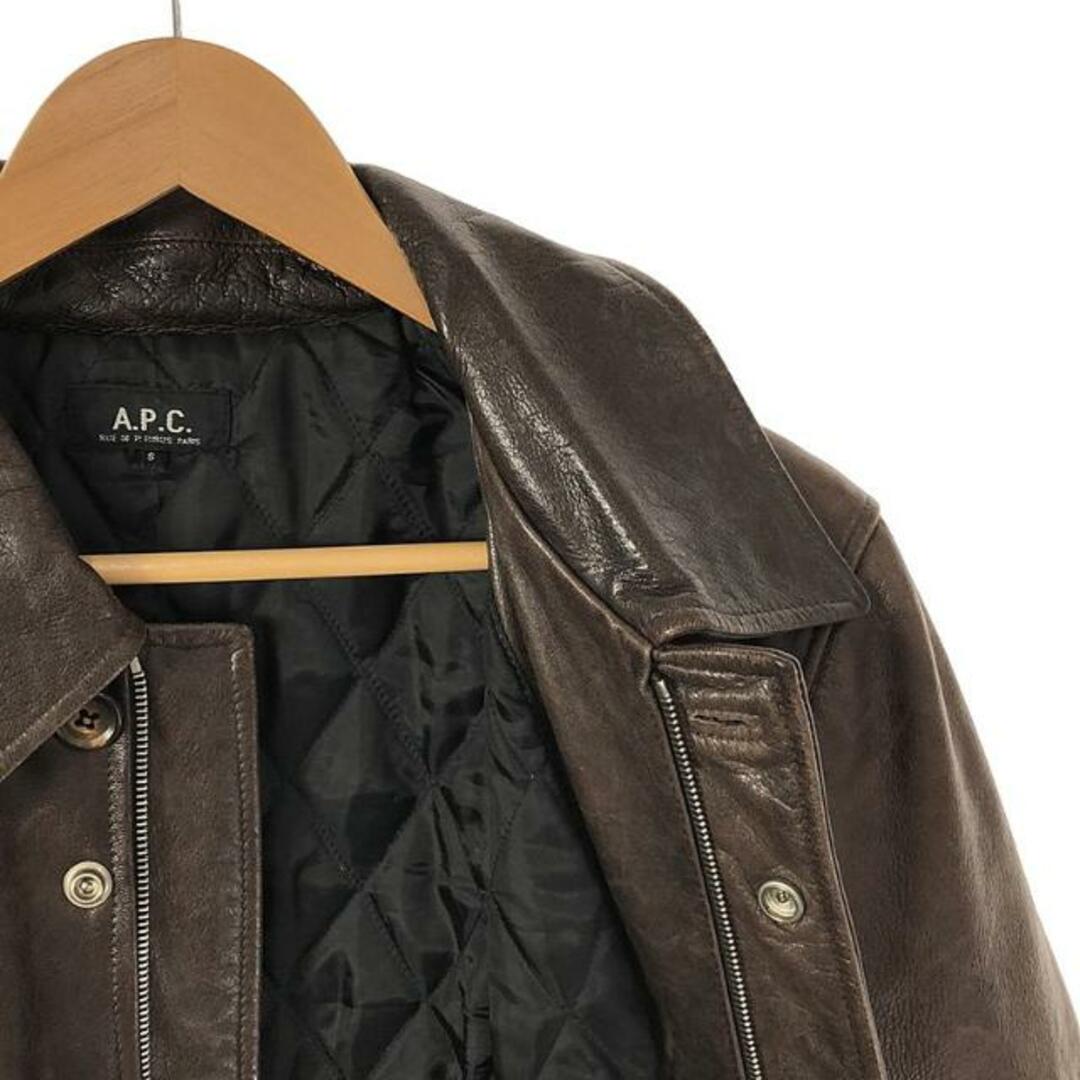 A.P.C(アーペーセー)のA.P.C. / アーペーセー | ラムレザー 裏地キルティング シングルライダース ジャケット | S | ブラウン | メンズ メンズのジャケット/アウター(その他)の商品写真