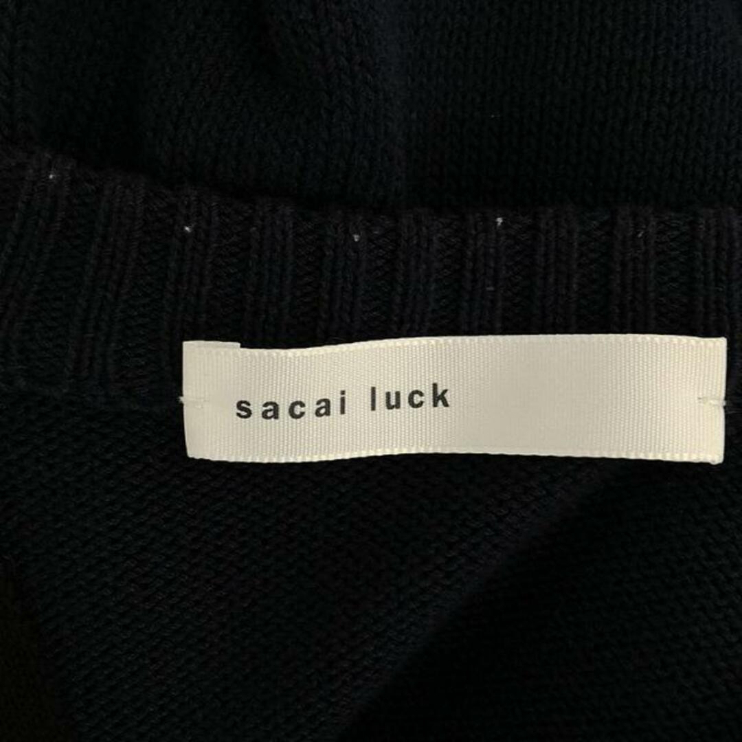 sacai luck(サカイラック)のsacai luck / サカイラック | コットン バイカラー Vネック ニットカーディガン | 1 | ブラック / ネイビー | レディース レディースのトップス(カーディガン)の商品写真