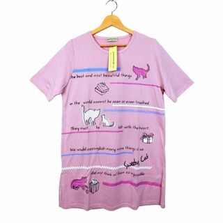 未使用 yumeakindo 猫柄半袖チュニックTシャツ M～Lサイズ ピンク(Tシャツ(半袖/袖なし))