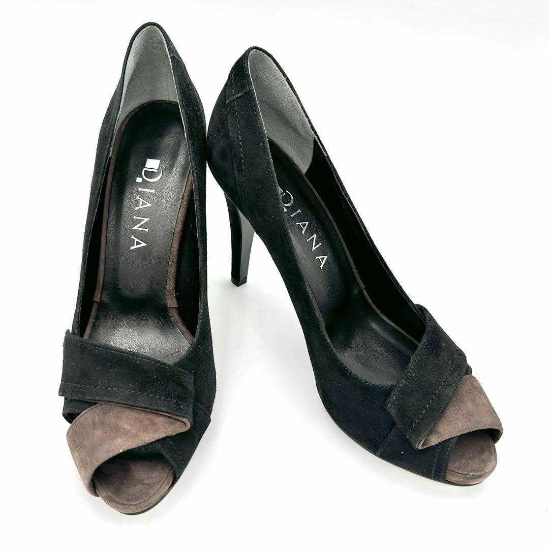 DIANA(ダイアナ)のDIANA ダイアナ ハイヒール オープントゥ スエード ブラック 23㎝ レディースの靴/シューズ(ハイヒール/パンプス)の商品写真