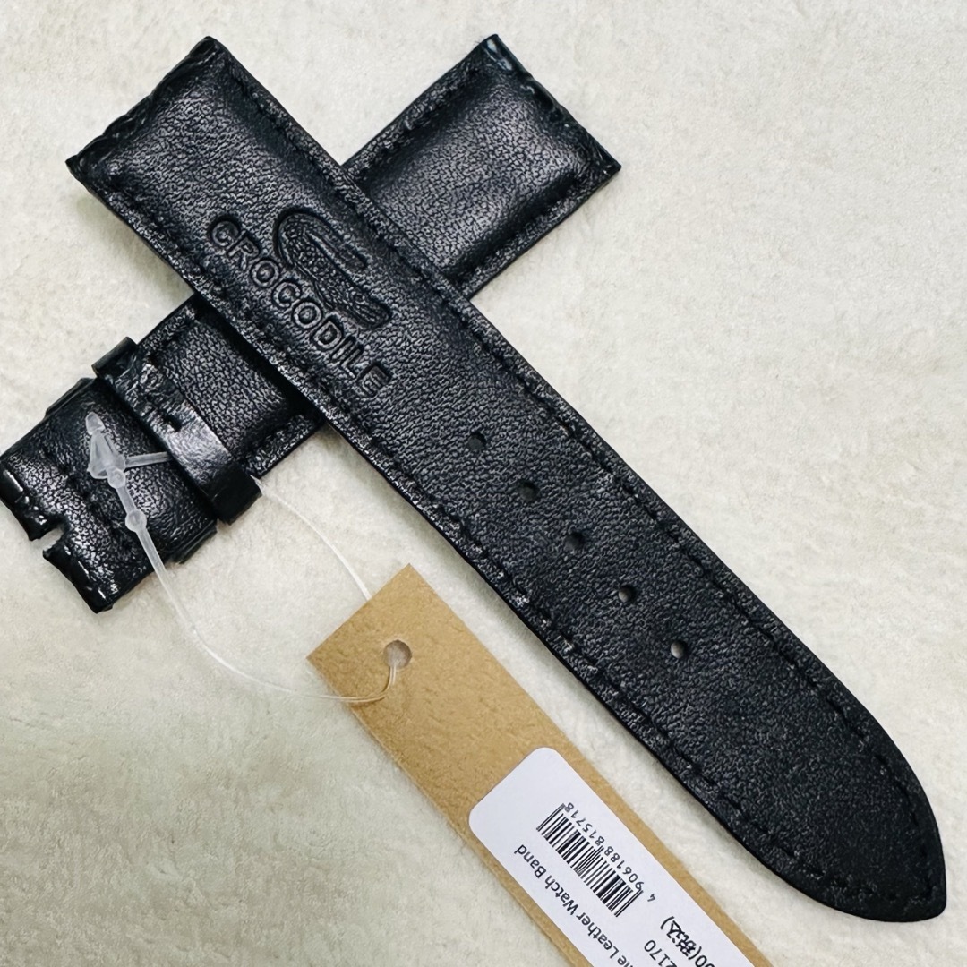 2170#22mm-20mmブラック★本物クロコダイル腕時計用ベルト メンズの時計(レザーベルト)の商品写真