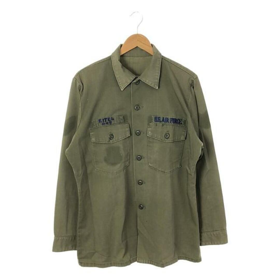 VINTAGE / ヴィンテージ古着 | U.S.ARMY アメリカ軍 コットンサテン 刺しゅう ユーティリティシャツ | オリーブ | メンズ メンズのトップス(Tシャツ/カットソー(七分/長袖))の商品写真