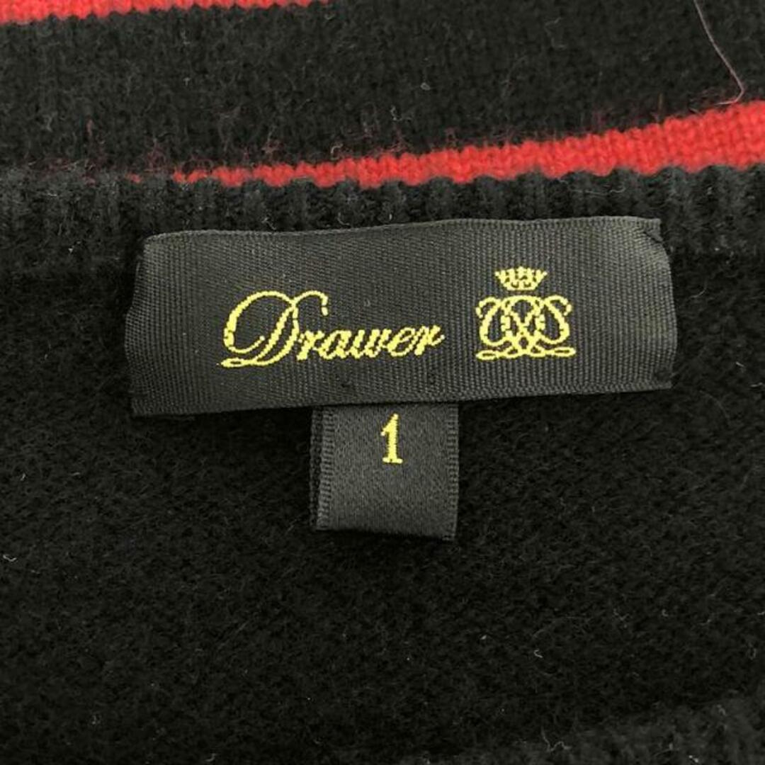 Drawer(ドゥロワー)のDrawer / ドゥロワー | カシミヤ パフショルダー ボーダー クルーネックニット | 1 | ブラック / レッド | レディース レディースのトップス(ニット/セーター)の商品写真