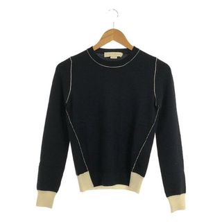 STELLA McCARTNEY / ステラマッカートニー | ウール ハイゲージ リブ切替 クルーネックニット | 38 | ネイビー / ホワイト | レディース