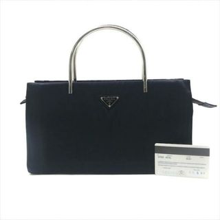 プラダ(PRADA)の良品 PRADA プラダ ナイロン 三角ロゴ メタルハンドル ハンド バッグ ネイビー レディース k2198(ハンドバッグ)