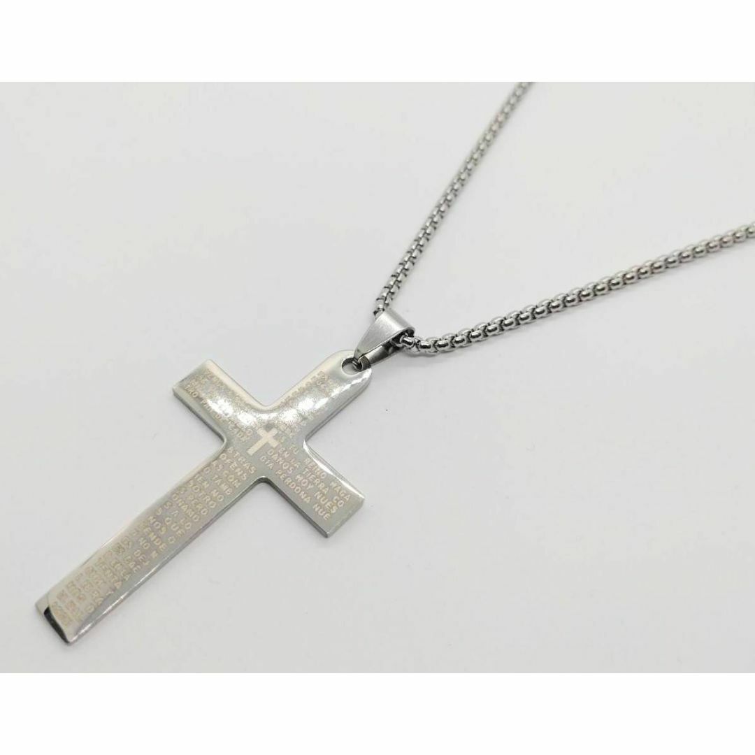 クロス　文字　ネックレス　シルバー　十字架　ロザリオ　ロック　パンク　ロリータ メンズのアクセサリー(ネックレス)の商品写真