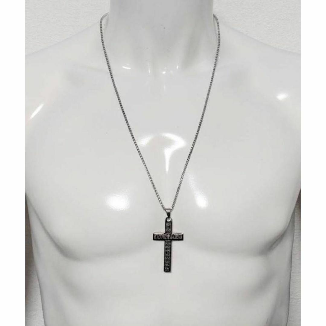 クロス　文字　ネックレス　シルバー　十字架　ロザリオ　ロック　パンク　ロリータ メンズのアクセサリー(ネックレス)の商品写真