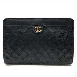 CHANEL - 良品 CHANEL シャネル ココマーク マトラッセ ラムスキン クラッチ バッグ ブラック k2230