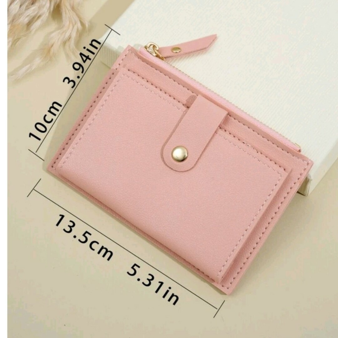 二つ折りカードケース 小銭入れ  二つ折り財布  ミニ財布　財布　ピンク レディースのファッション小物(財布)の商品写真