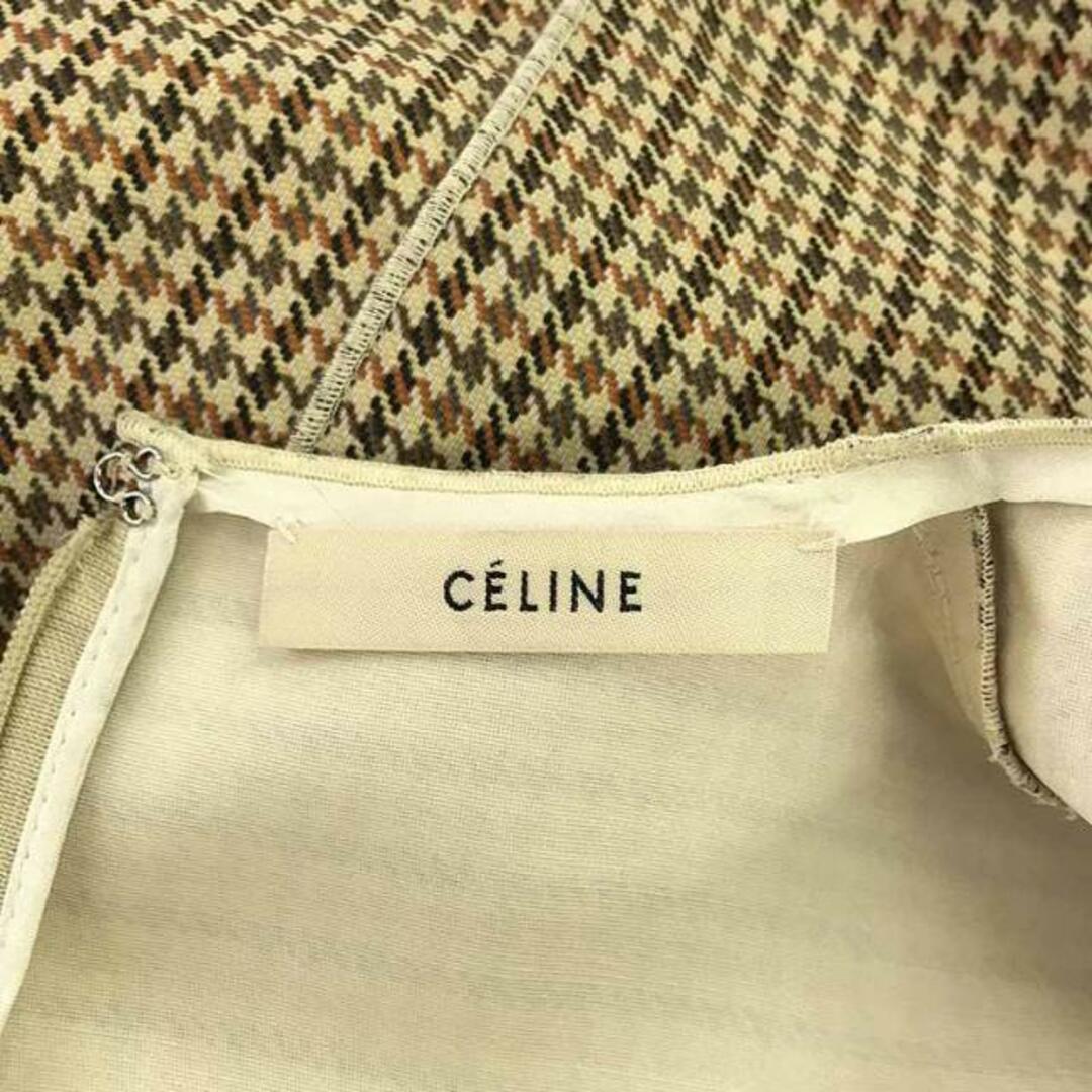 celine(セリーヌ)の【美品】  CELINE / セリーヌ | 夏 | フィービー期 シルク 千鳥格子 オーバーブラウス トップス | 36 | ベージュ系 | レディース レディースのトップス(シャツ/ブラウス(半袖/袖なし))の商品写真