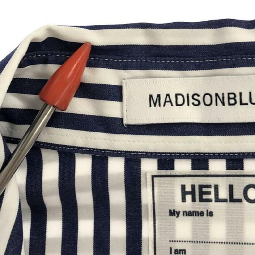 MADISONBLUE(マディソンブルー)の【美品】  MADISON BLUE / マディソンブルー | HELLO / コットン ストライプ シャツ | 01（S） | ネイビー/ホワイト | レディース レディースのトップス(シャツ/ブラウス(長袖/七分))の商品写真