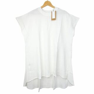 未使用 LARU ワッフル生地 半袖チュニックシャツ 4L-5Lサイズ ホワイト(Tシャツ(半袖/袖なし))