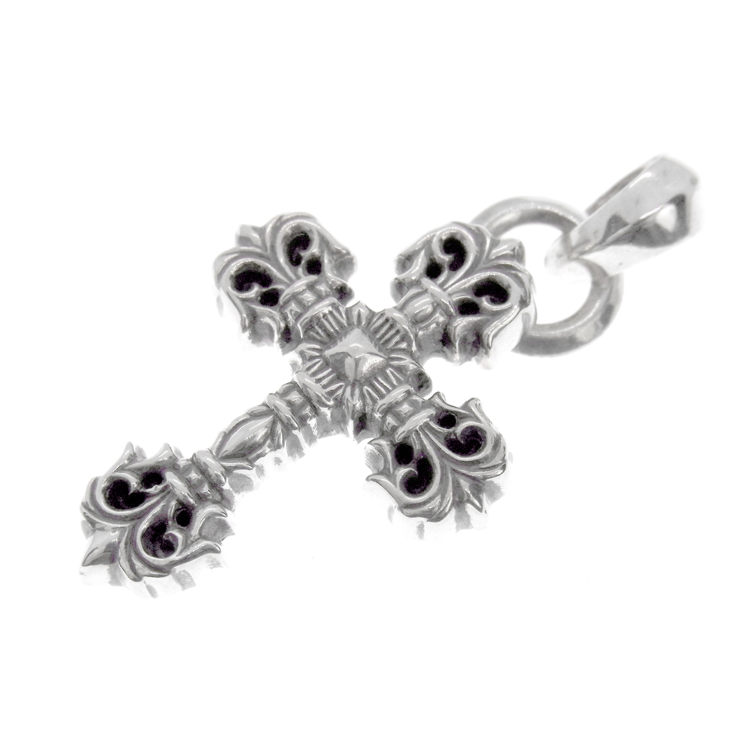 クロムハーツ CHROME HEARTS ■ 【 FILIG CROSS-XSM W BALE 】 フィリグリー クロスXS ベイル シルバー ネックレス トップ 33390