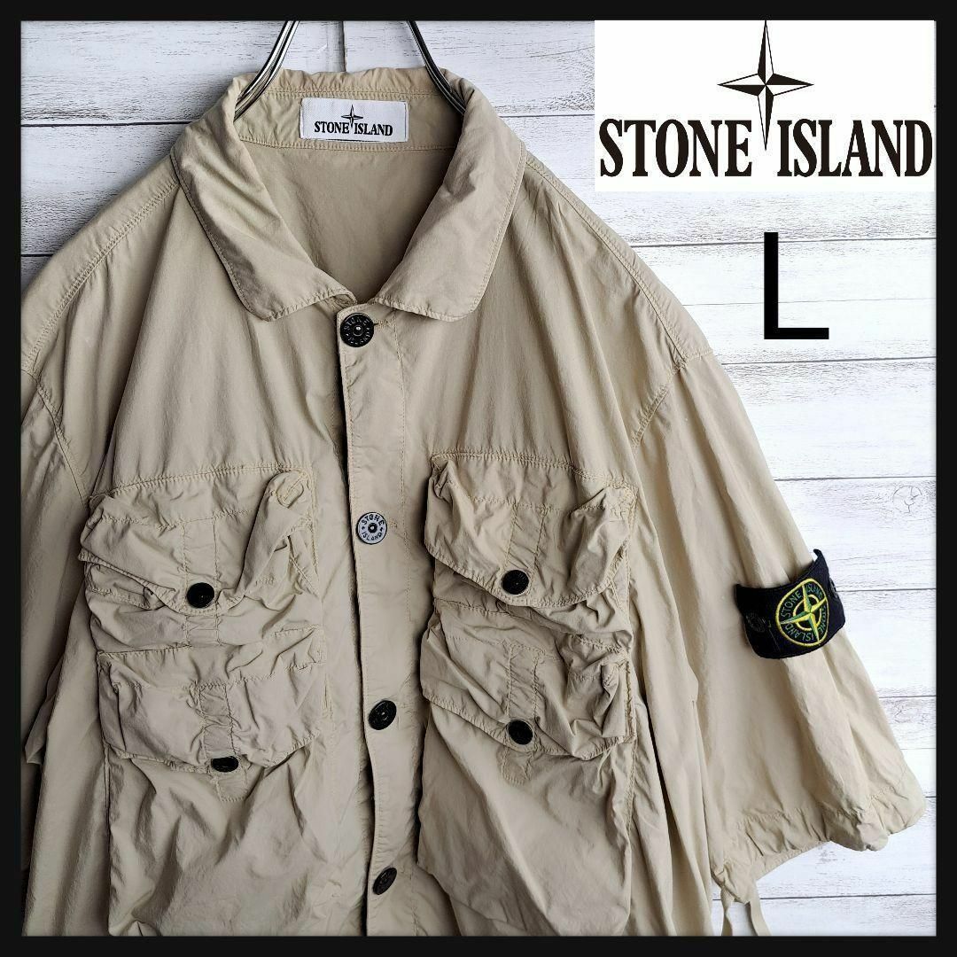 STONE ISLAND(ストーンアイランド)の【最高デザイン】 ストーンアイランド シャツジャケット ワッペン ポケット L メンズのジャケット/アウター(ナイロンジャケット)の商品写真