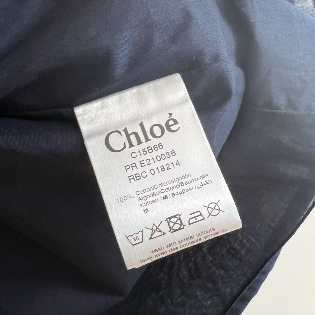 Chloe(クロエ)のタグ有 Chloe クロエ フリル ブラウス ボリューム スリーブ ネイビー レディースのトップス(シャツ/ブラウス(長袖/七分))の商品写真