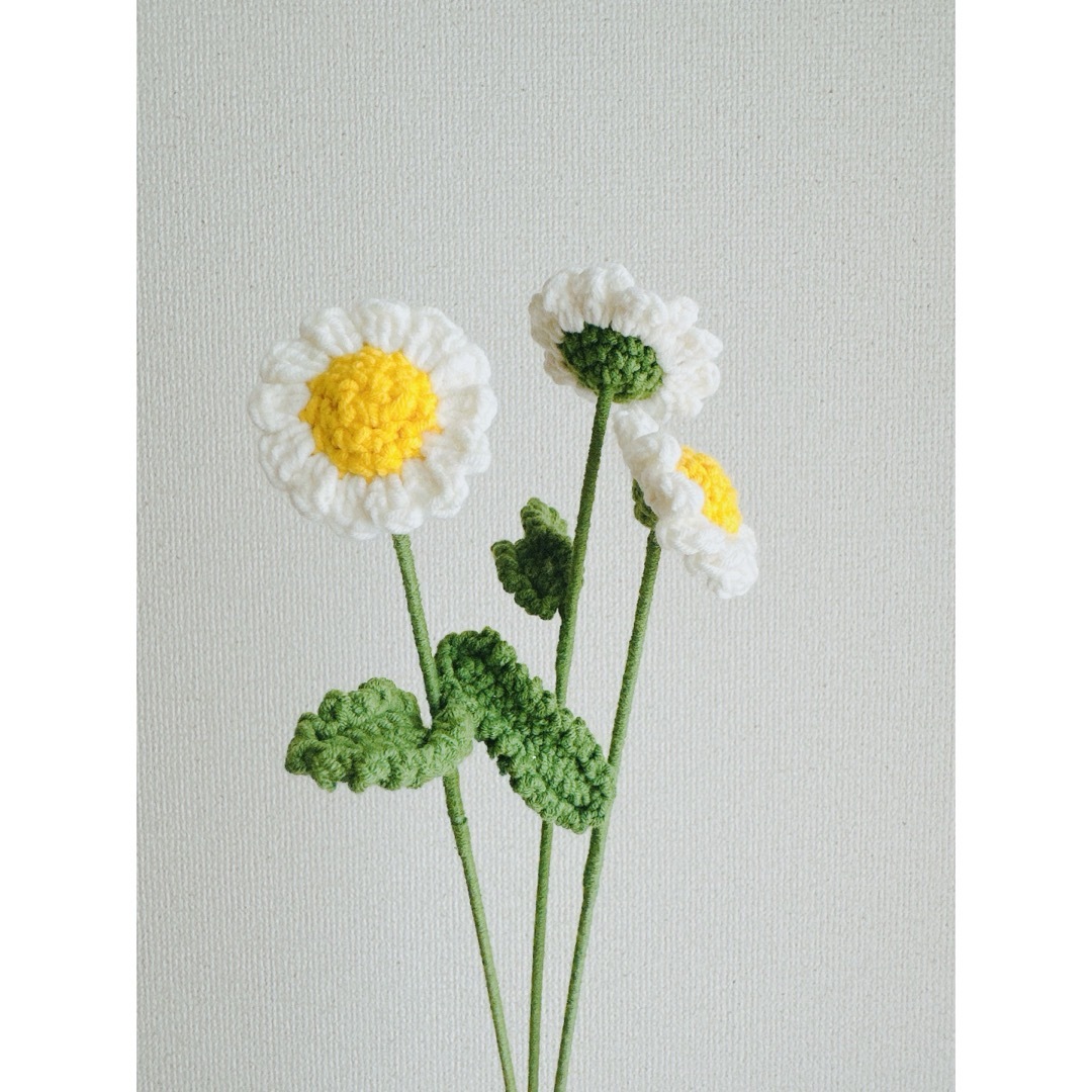デイジー　　編みぐるみ　枯れない花　ヒナギク　ハンドメイド　ブーケ ハンドメイドのフラワー/ガーデン(その他)の商品写真