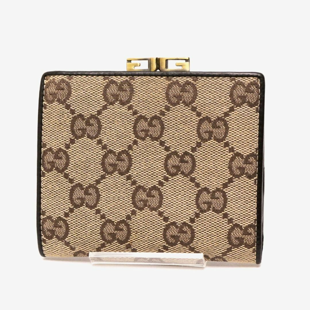 Gucci(グッチ)のグッチ GGキャンバス 折り財布 ウォレット がま口 本革 キャンバス ブラウン レディースのファッション小物(財布)の商品写真