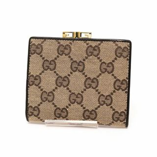 グッチ(Gucci)のグッチ GGキャンバス 折り財布 ウォレット がま口 本革 キャンバス ブラウン(財布)