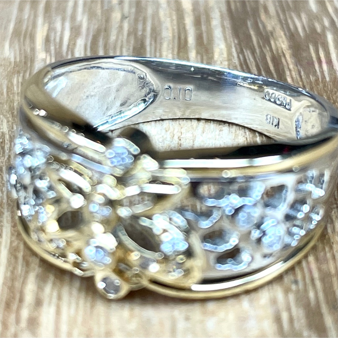お洒落！Pt900/K18 ダイヤ デザイン リング 5.26g M1843 メンズのアクセサリー(リング(指輪))の商品写真