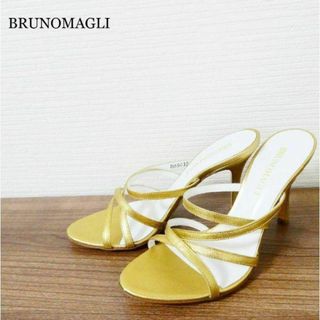 BRUNOMAGLI - 極美品 ブルーノマリ レザー ストラップ ハイヒール サンダル ゴールド 35