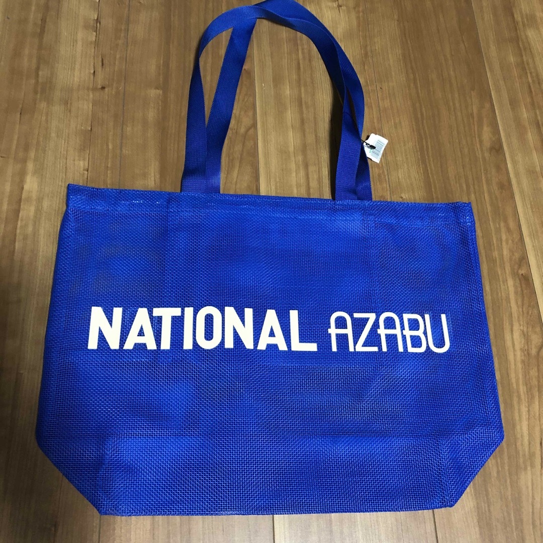 NATIONAL AZABUメッシュエコバックブルー×バターイエロー【未使用】 レディースのバッグ(トートバッグ)の商品写真