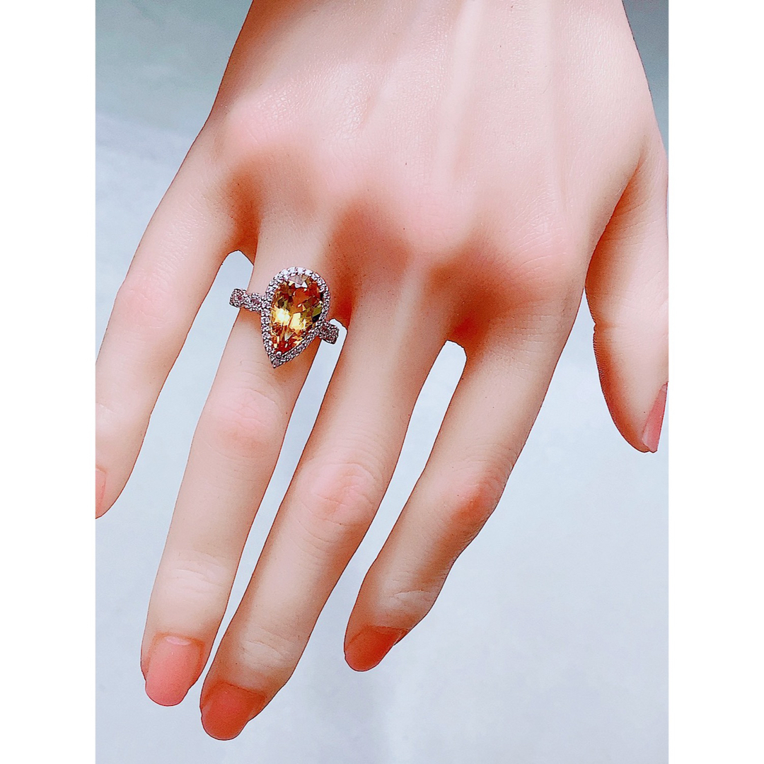 ★4.94ct★✨大粒イエローベリル0.50ctダイヤモンドプラチナリング指輪 レディースのアクセサリー(リング(指輪))の商品写真