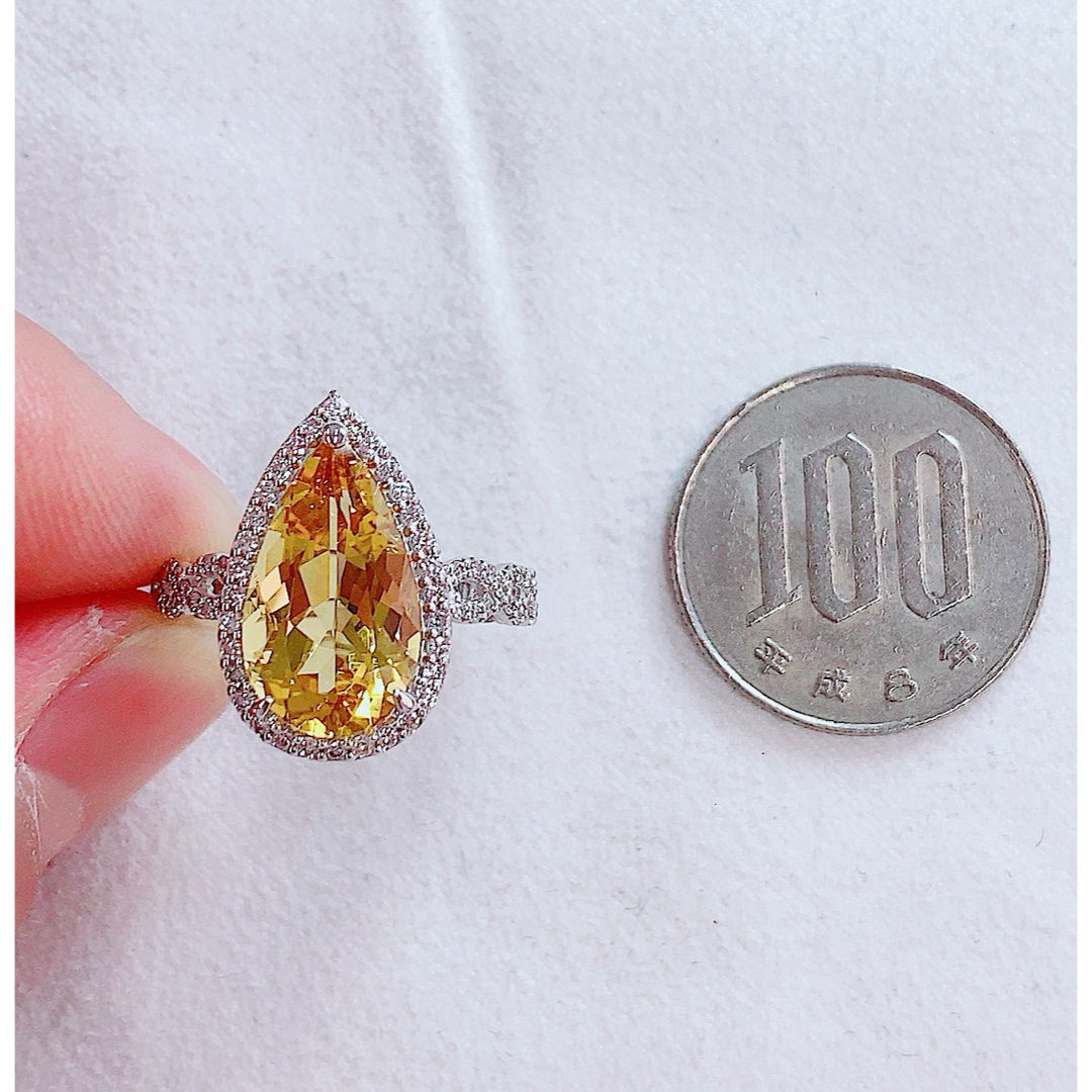 ★4.94ct★✨大粒イエローベリル0.50ctダイヤモンドプラチナリング指輪 レディースのアクセサリー(リング(指輪))の商品写真