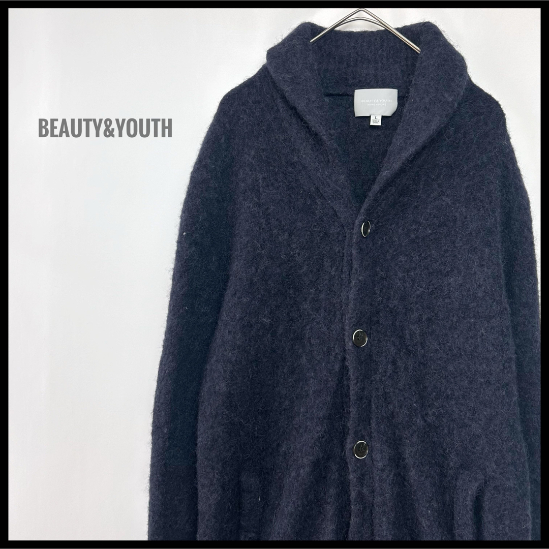 BEAUTY&YOUTH UNITED ARROWS(ビューティアンドユースユナイテッドアローズ)のBEAUTY&YOUTH ニットカーディガン　セーター　ネイビー　高見え レディースのトップス(カーディガン)の商品写真