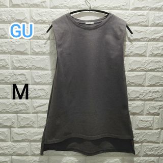 ジーユー(GU)のGU  ジーユー  ショルダータックチュニックT  (ノースリーブ)  M(Tシャツ(半袖/袖なし))