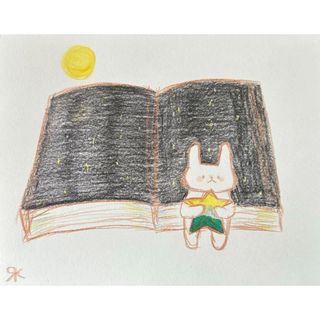 【687】【うさぎの絵】オリジナル手描きアナログイラスト原画　自作創作アート作品(アート/写真)