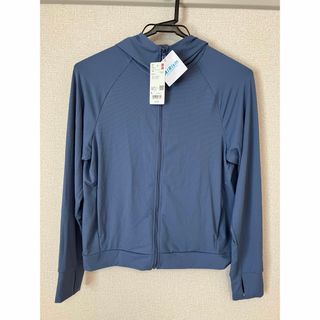 ユニクロ(UNIQLO)のユニクロ　UNIQLO エアリズム　パーカー　青　UVカット　メッシュ　Lサイズ(パーカー)