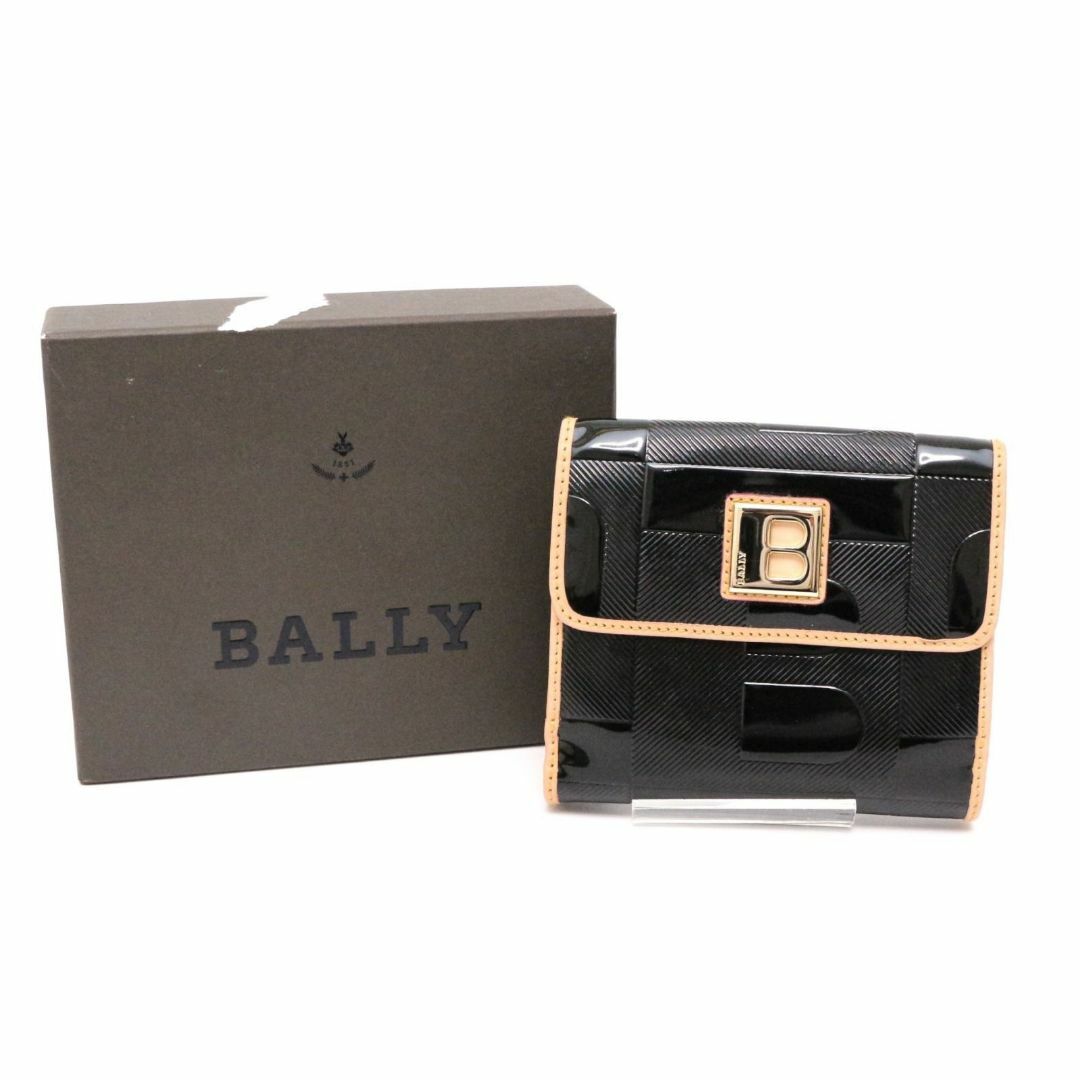 Bally(バリー)のバリー 折り財布 ウォレット ロゴ ヌメ革 レザー 本革 エナメル パテント 茶 レディースのファッション小物(財布)の商品写真