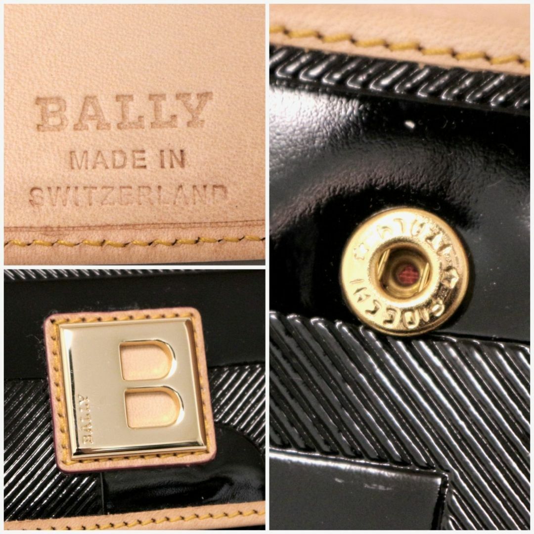 Bally(バリー)のバリー 折り財布 ウォレット ロゴ ヌメ革 レザー 本革 エナメル パテント 茶 レディースのファッション小物(財布)の商品写真