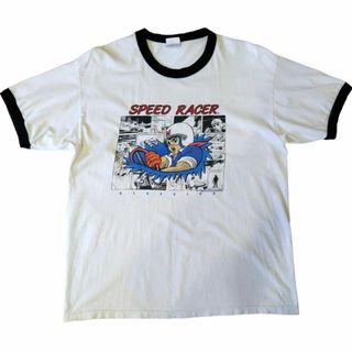 US古着　©2002　マッハgogogo　リンガーTシャツ　XL　アニメT *(Tシャツ/カットソー(半袖/袖なし))