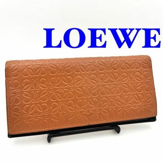 ロエベ(LOEWE)のLOEWE ロエベ リピートアナグラム レザー 二つ折り 長財布 ブラウン(財布)