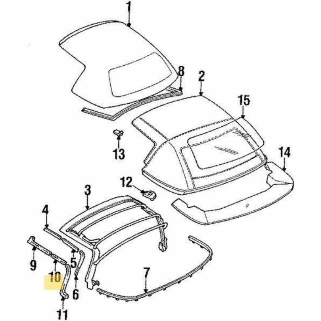 マツダ(マツダ)のマツダ 純正 ロードスター ウェザーストリップ NO2 左 NA 自動車/バイクの自動車(車種別パーツ)の商品写真