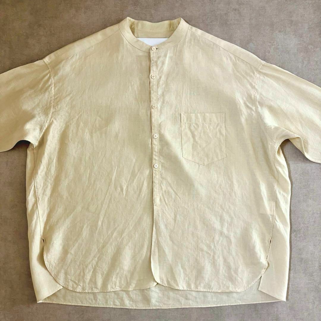 TICCA(ティッカ)のティッカ 22SS リネン ノーカラーシャツ バンドカラー　F イエロー レディースのトップス(シャツ/ブラウス(長袖/七分))の商品写真