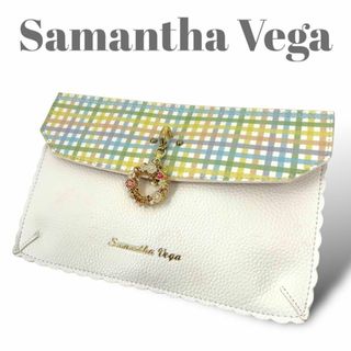 Samantha Vega - 美品✨サマンサベガ　チェック　ポーチ　ラインストーンチャーム