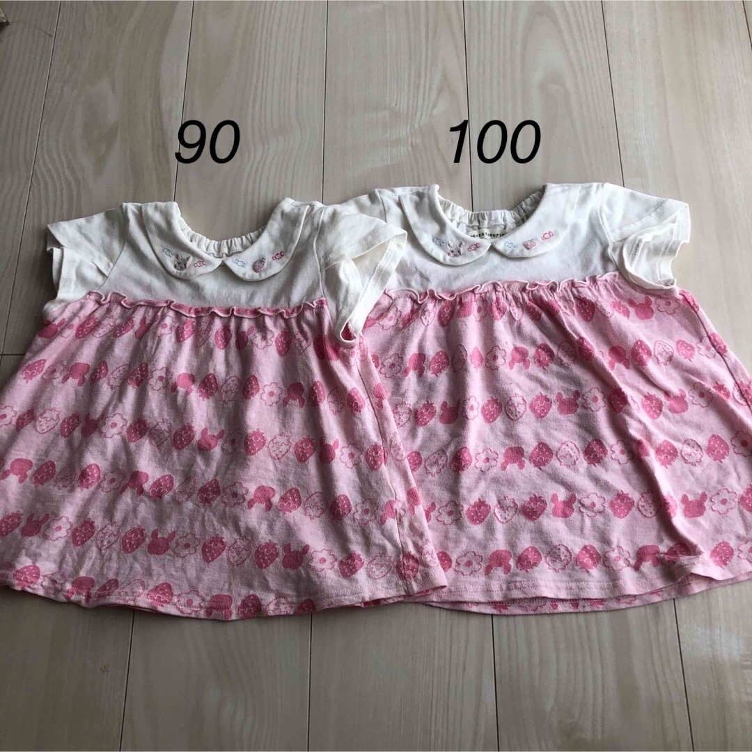 coeur a coeur(クーラクール)のクーラクール　いちごTシャツ　90.100cm キッズ/ベビー/マタニティのキッズ服女の子用(90cm~)(Tシャツ/カットソー)の商品写真