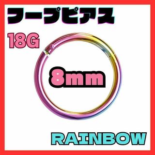 18G 8mm　レインボー フープ ピアス セグメント サージカルステンレス